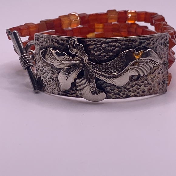 Silpada Extremely Rare Sterling & Carnelian Multi-Bead Unique Toggle Bracelet - Picture 4 of 17